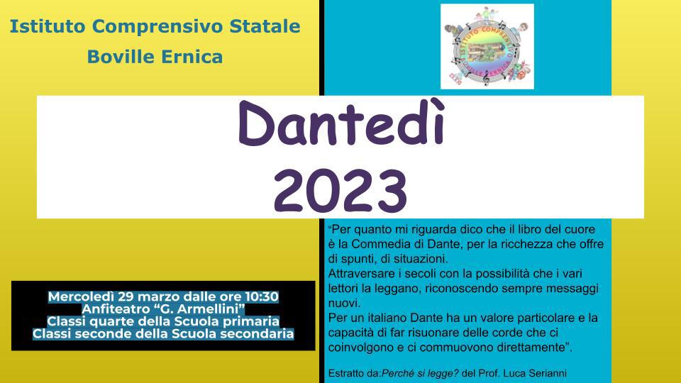DANTEDÌ 2023, GIORNATA NAZIONALE DEDICATA A DANTE ALIGHIERI. MERCOLEDI’ 29 MARZO 2023