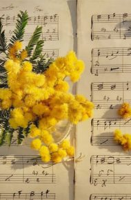 fiori e spartiti musicali